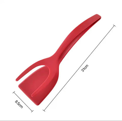 Silicone  2 in 1 grip and flip spatula tong