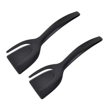 Silicone  2 in 1 grip and flip spatula tong
