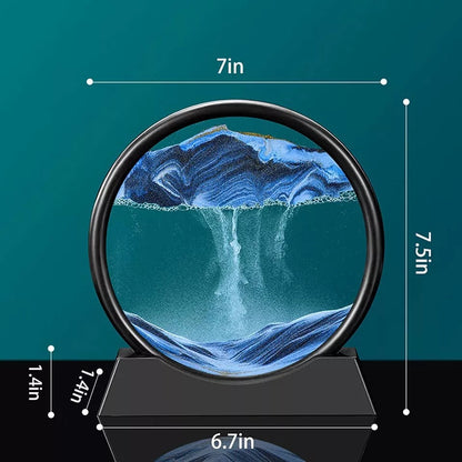 3D Hourglass Quicksand Moving Sand Art Picture Round Glass Deep Sea Sandscape