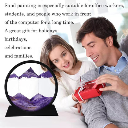 3D Hourglass Quicksand Moving Sand Art Picture Round Glass Deep Sea Sandscape