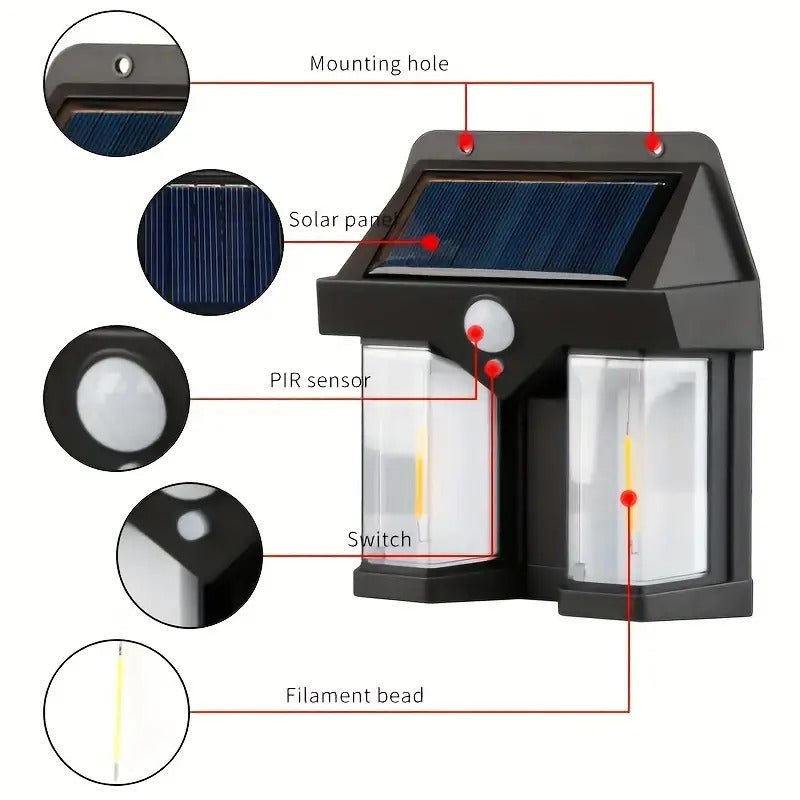 Double Head Antique Solar Sensor Lamp