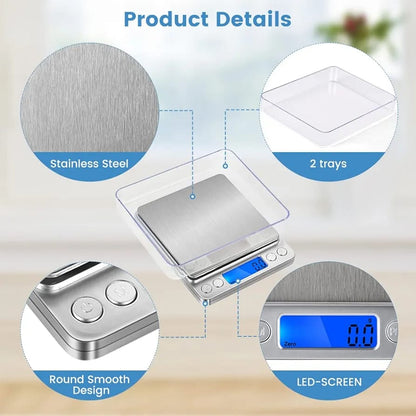 Digital Kitchen Scale 3000g/0.1g Precision with LCD Display
