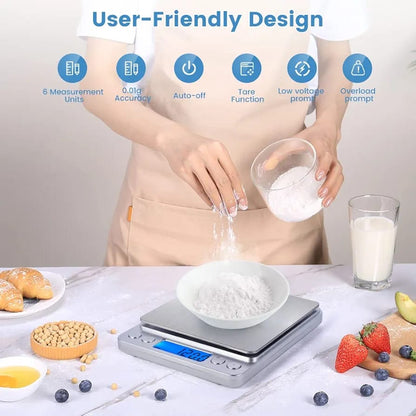 Digital Kitchen Scale 3000g/0.1g Precision with LCD Display
