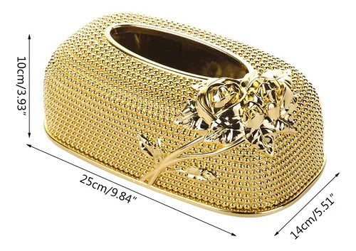 Luxurious Golden Rose Tissue Box Holder - My Store