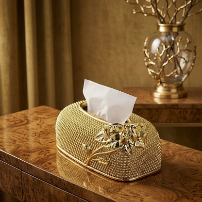 Luxurious Golden Rose Tissue Box Holder - My Store