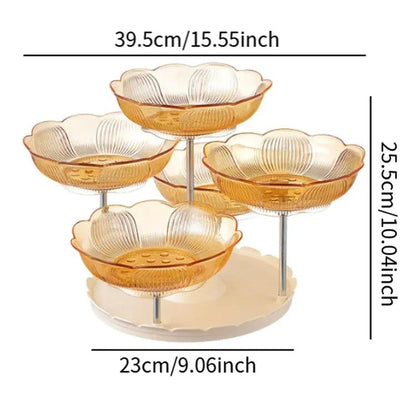 5 Plates Rotating Serving Luxury Fruit Tray