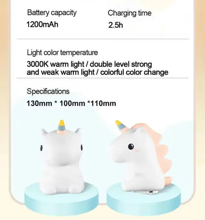 Unicorn Silicone Rechargeable  LED Night Lamp