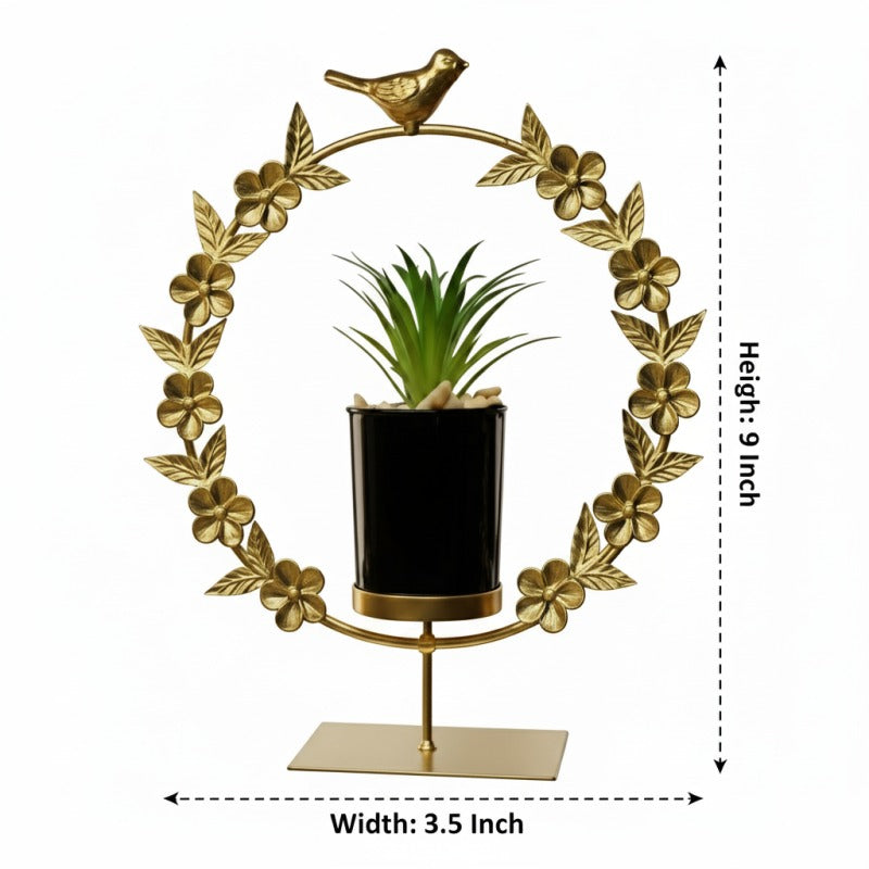 Golden Metal Flower Pot Decoration Piece