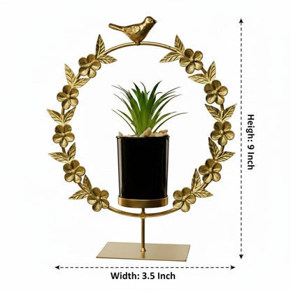 Golden Metal Flower Pot Decoration Piece