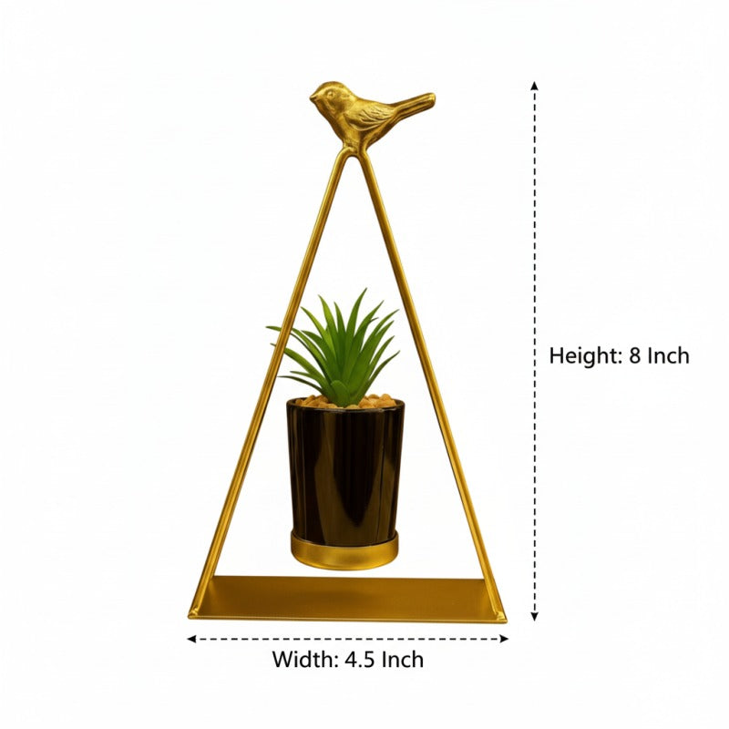 Golden Metal Triangle Artificial Plant Decorative Showpiece