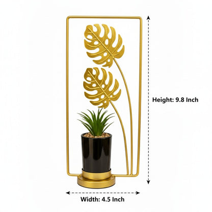 Golden Metal Leaflet Design Luxury Planter With Stand - My Store