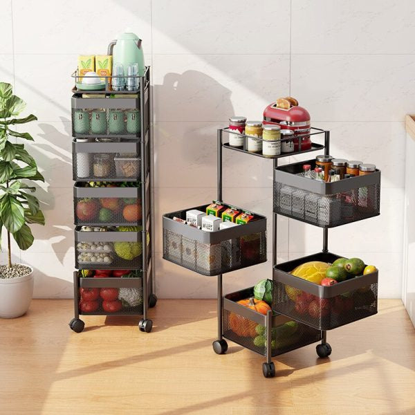 Rotating Kitchen Storage Trolley - Square - My Store