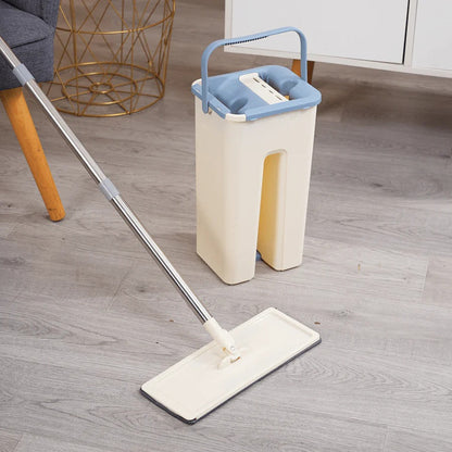 Flat Mop Bucket With Reusable Mop Pads
