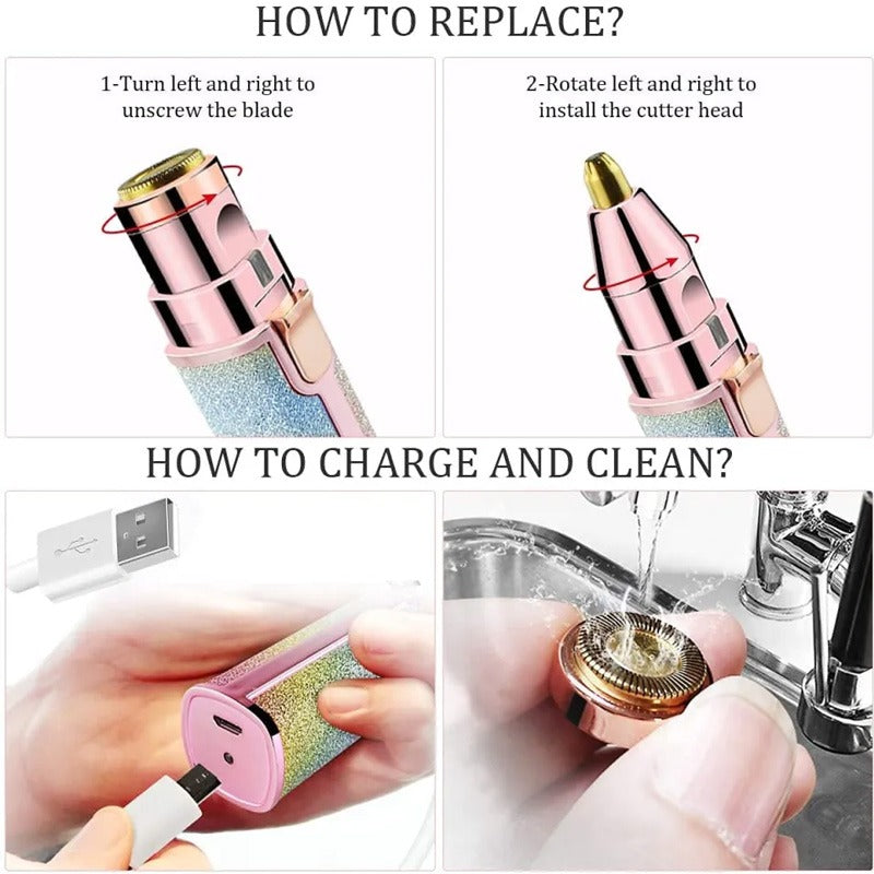 2 in 1 Rainbow Flawless Painless Face Hair Remover