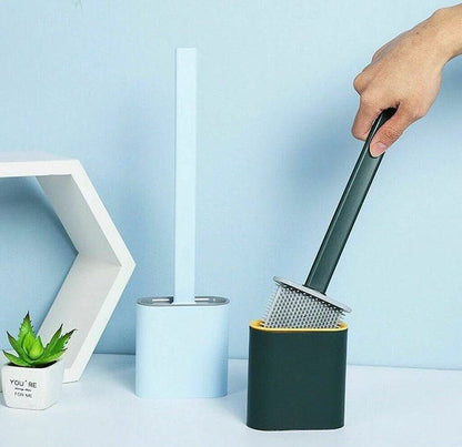 Flexible Silicone Toilet Brush with Floor Holder