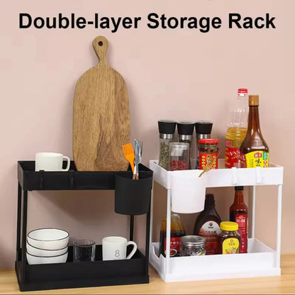 2 Tier  Storage Rack With Hooks Hanging