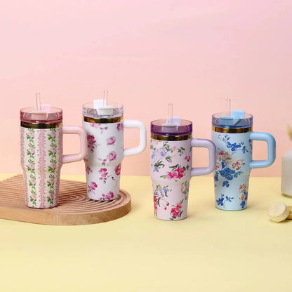 Flower Printed Tumbler For Kids Mini 14Oz Stainless Steel