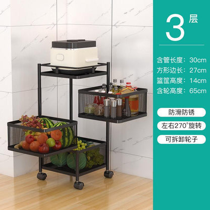 Rotating Kitchen Storage Trolley - Square - My Store