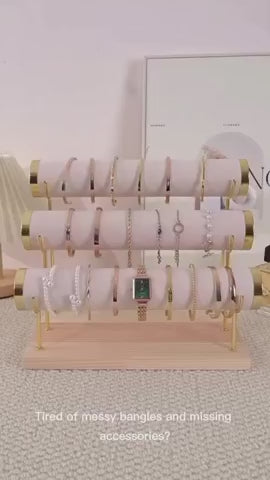 3-Tier Wooden Jewelry & Watch Display Stand Organizer