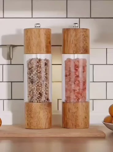Wooden Spice Grinder – Natural Wood & Glass Manual Spice Mill