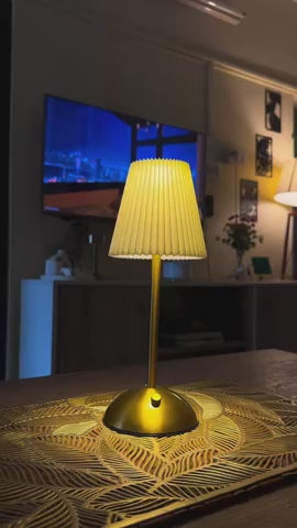 Rechargeable Pleated Cordless Table Lamp – Touch Control LED Table Lamp with 3 Color Modes
