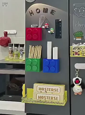Building Block Magnetic Storage Pocket | Fridge & Metal Surface Organizer
