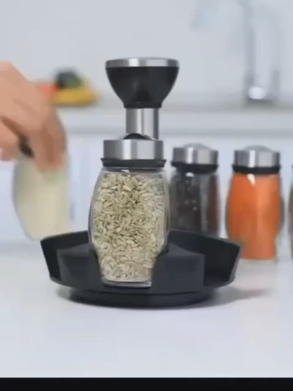 6-Piece 360° Rotating Carousel Spice Jar Set