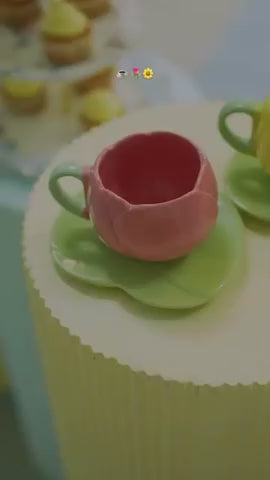 Tulip Ceramic Coffee Cup & Leaf Saucer Set