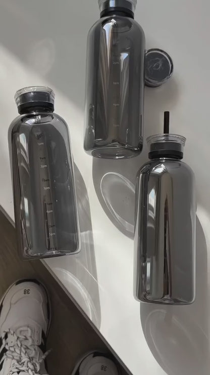 Time-Marked Gradient Glass Water Bottle – 750ml / 25 oz