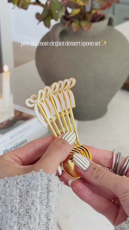 Royal Bow Knot Enamel Swan Spoon Holder Set