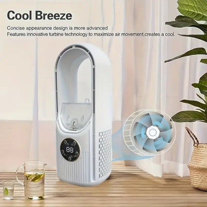 3-in-1 Bladeless Desktop Fan, Humidifier & Air Circulator
