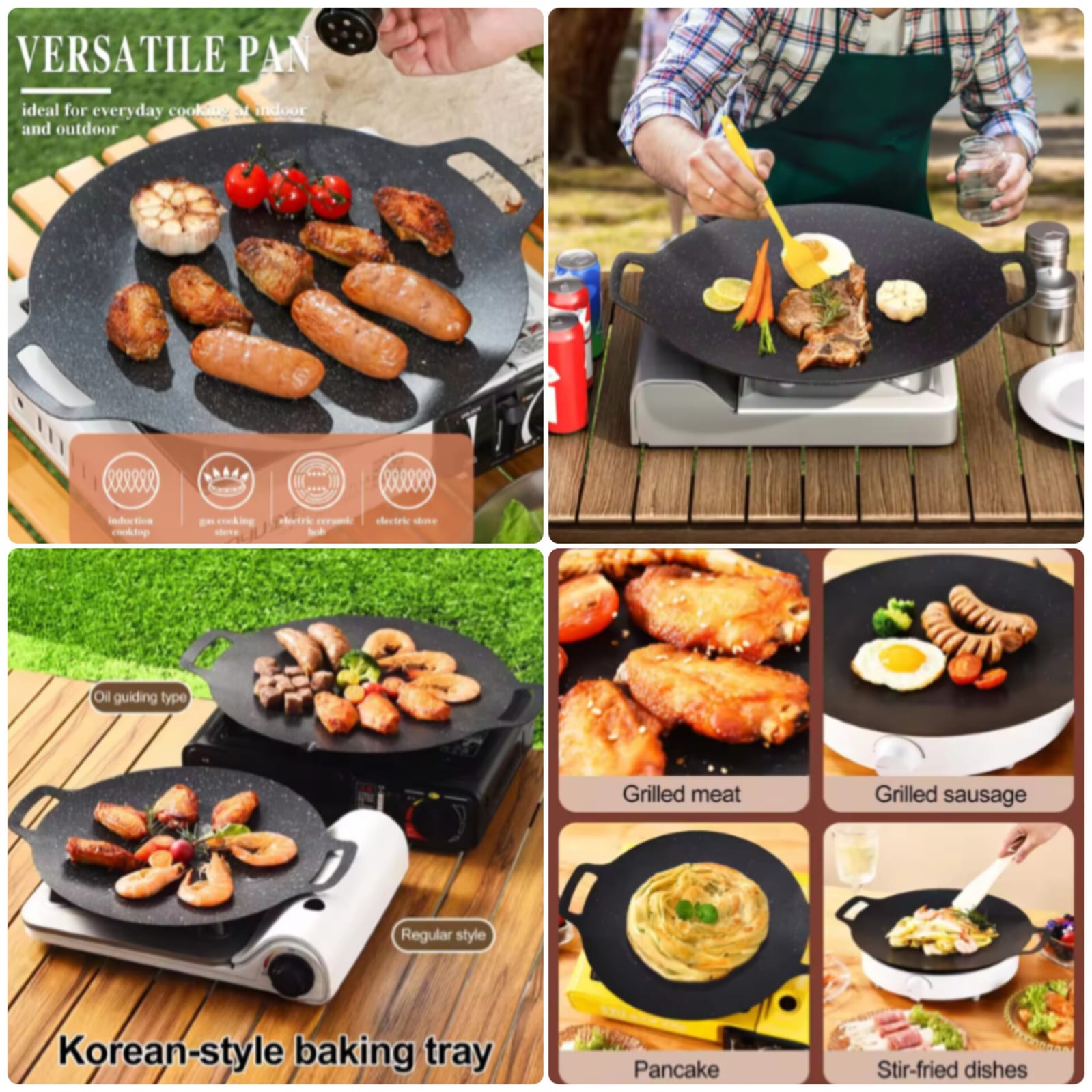 Multi-Griddle Tawa Iron Plate – Korean-Style Barbecue Grill (30cm) - My Store