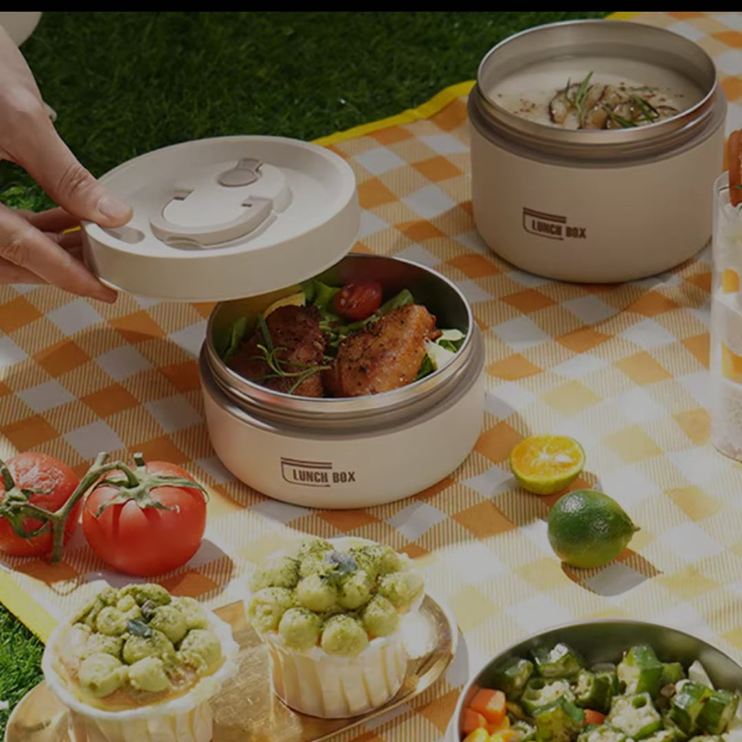 Portable Multi-Layer Insulated Lunch Box Set – Stainless Steel Food Container with Carry Bag