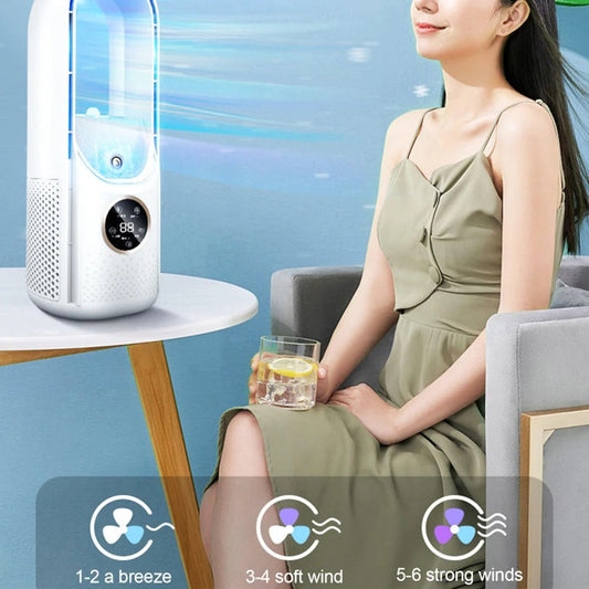 3-in-1 Bladeless Desktop Fan, Humidifier & Air Circulator