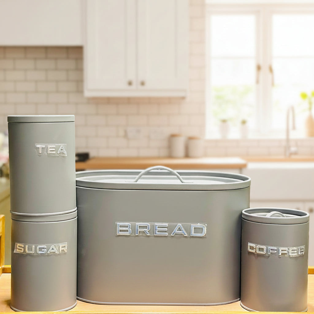 4-Piece Modern Minimalist Bread Box & Countertop Storage Canister Set - My Store