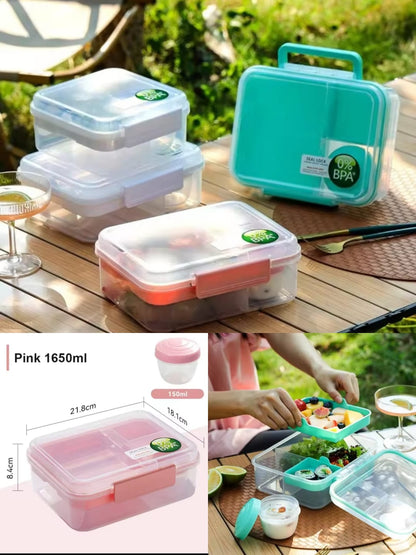 Portable Double-Layer Lunch Box with Handle