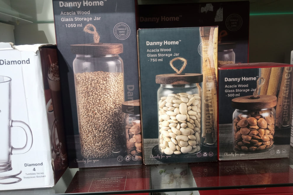Danny Home™ Premium Acacia Wood Glass Storage Jars