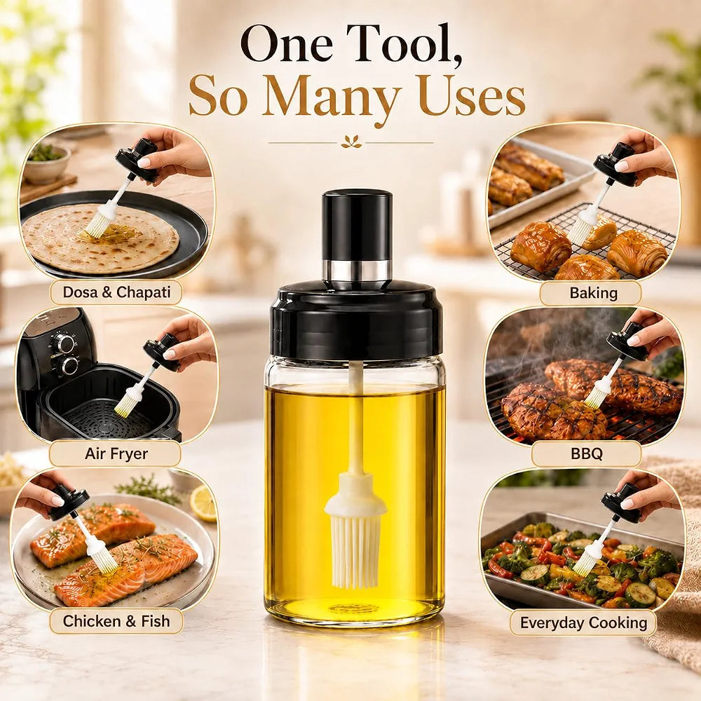 Danny Home High Borosilicate Glass Oil Bottle with Silicone Brush