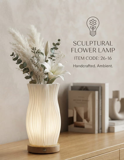 3D Printed LED Flower Vase Lamp | Minimalist Decorative Table Lamp