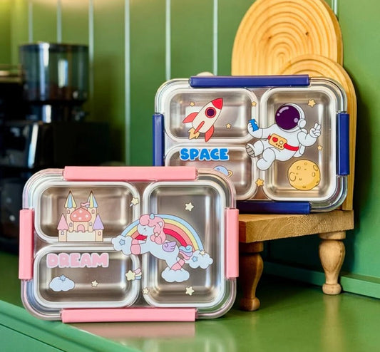 3-Compartment Stainless Steel Leakproof Lunch Box with Spoon