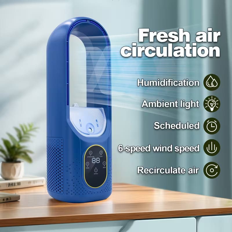 3-in-1 Bladeless Desktop Fan, Humidifier & Air Circulator