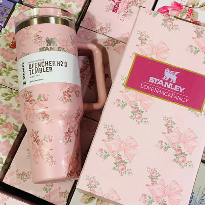 🌸 STANLEY “Love the Shakes” Floral Quencher H2.0 Tumbler with Stopper (40oz / 1.18L)