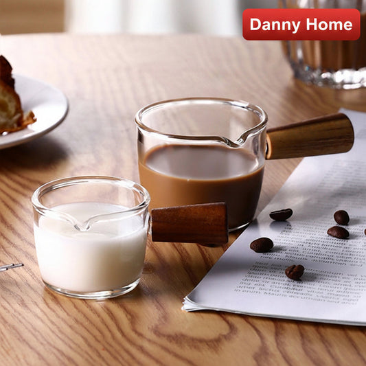 Danny Home High Borosilicate Glass Mini Milk / Espresso Cup with Wooden Handle