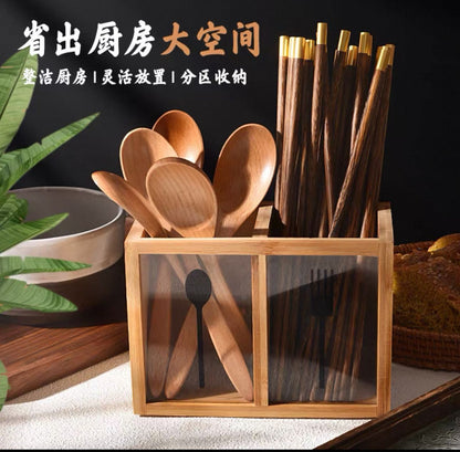 Bamboo Cutlery Holder Organizer - My Store