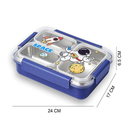 3-Compartment Stainless Steel Leakproof Lunch Box with Spoon
