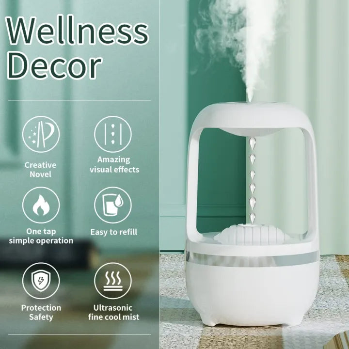 Water Droplets Air Humidifier, Cool Mist Maker, Led Display Anti-Gravity Humidifier