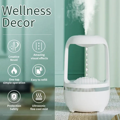 Water Droplets Air Humidifier, Cool Mist Maker, Led Display Anti-Gravity Humidifier