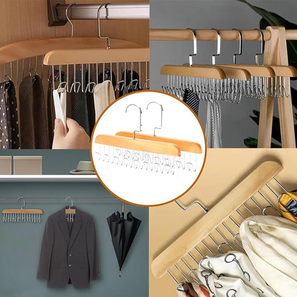 Multi-Functional 8-Hook Wooden Closet Organizer