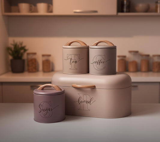 4-Piece Nordic Minimalist Kitchen Storage Set | Bread Box & Canister Trio - My Store