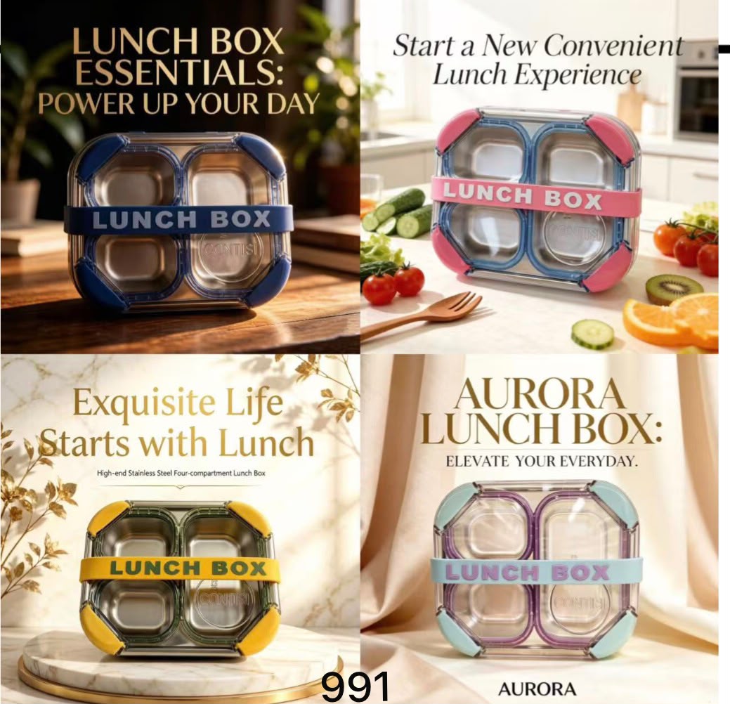 3-Compartment Stainless Steel Leak-Proof Lunch Box